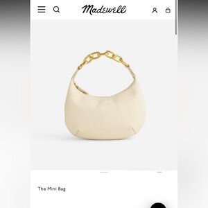NWT Madewell Mini Chain Micro Hobo leather Bag - Ecru cream color